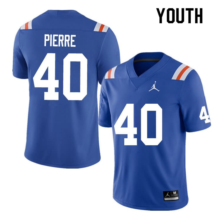 Youth NCAA Florida Gators Jesiah Pierre #40 Stitched Authentic Nike Blue Throwback College Football Jersey CUT4365UE